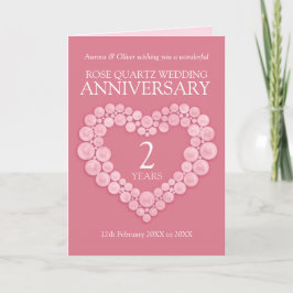 Tarjeta Rosa Quartz 2do aniversario boda corazón rosa
