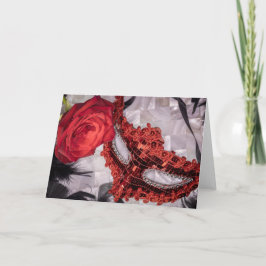 Tarjeta Rosa Roja 6439 con máscara de mascarada roja