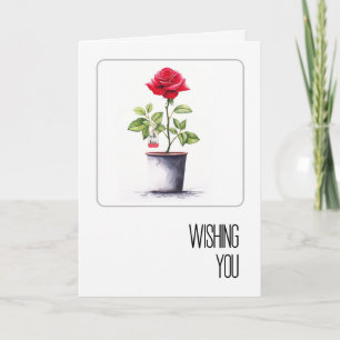 Tarjeta Rosa roja arbusto acuarela de cumpleaños