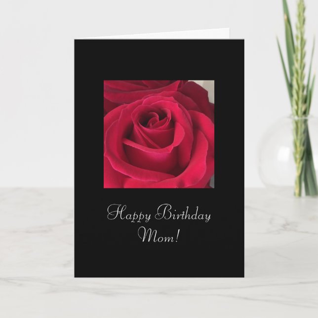 Tarjeta Rosa Roja: Cumpleaños de mamá (Anverso)