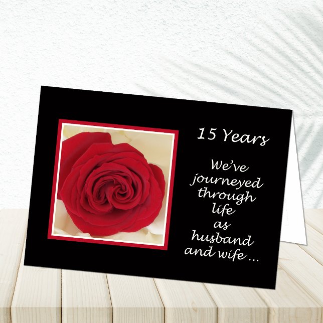 Tarjeta Rosa Roja de 15 Aniversario del Marido (Subido por el creador)