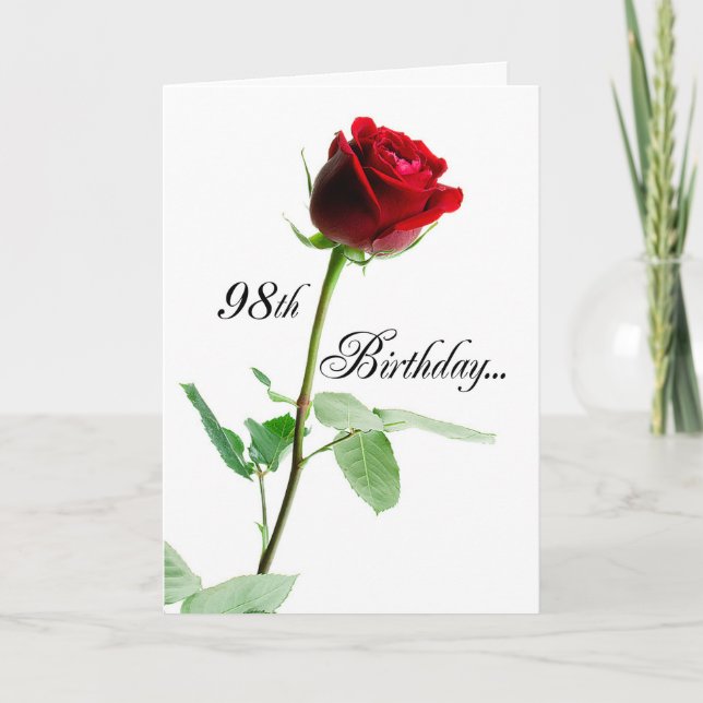 Tarjeta Rosa Roja de Cumpleaños 98 (Anverso)