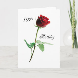 Tarjeta Rosa Roja de cumpleaños número 107