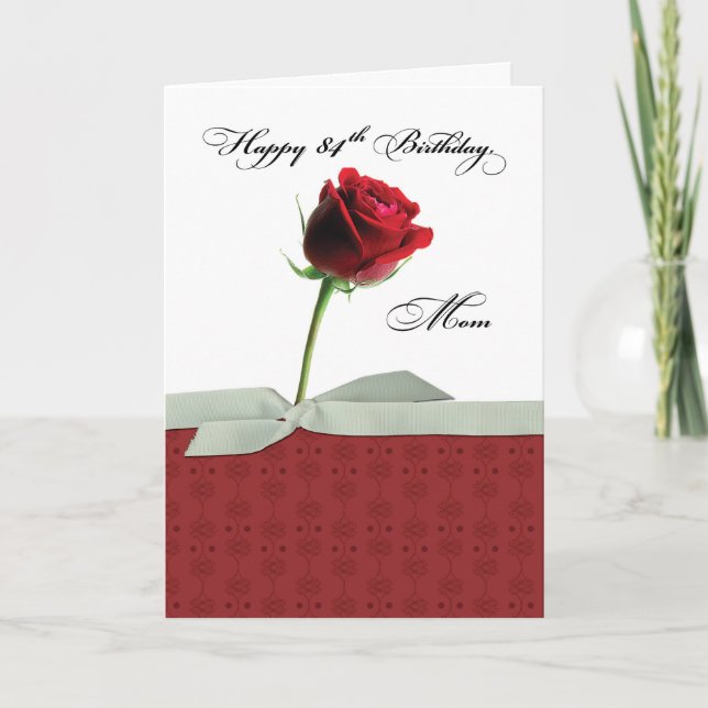 Tarjeta Rosa Roja de cumpleaños número 84 de mamá (Anverso)