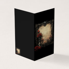 Tarjeta Rosa roja de Halloween con velas