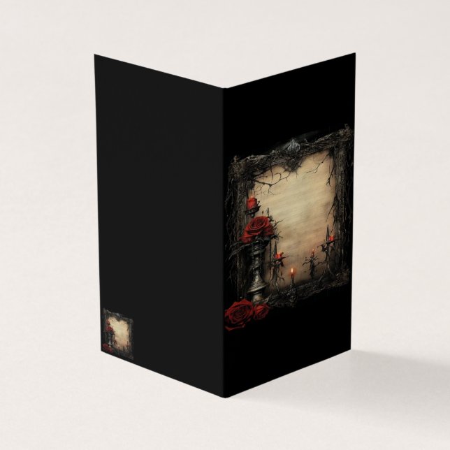 Tarjeta Rosa roja de Halloween con velas (Exterior)