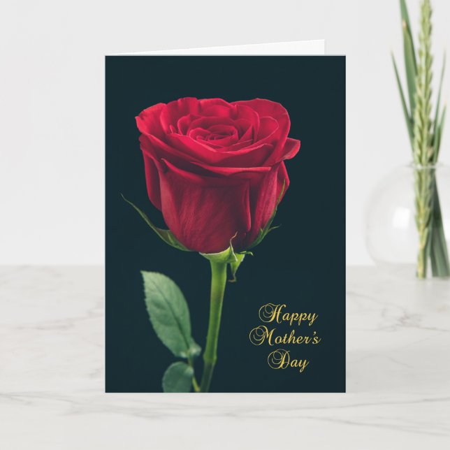 Tarjeta Rosa roja del Día de la Madre Feliz (Anverso)