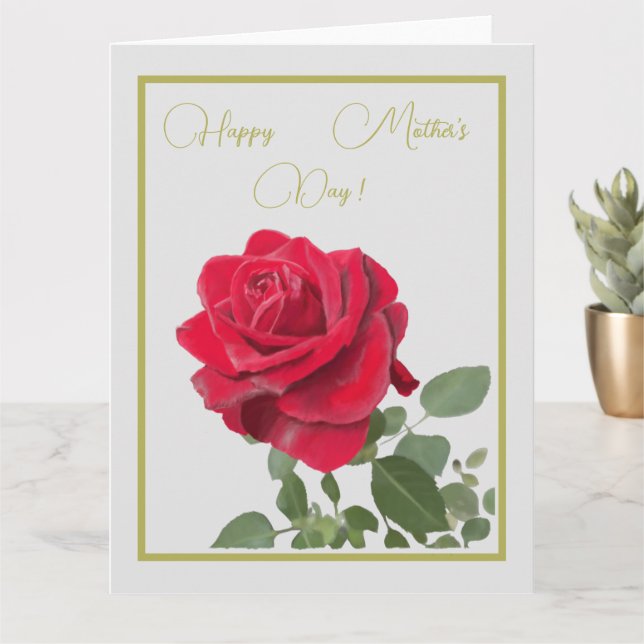 Tarjeta Rosa Roja - Día de la Madre (Planta pequeña)