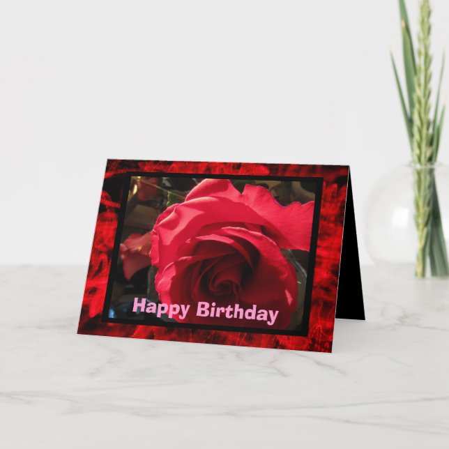 Tarjeta Rosa rojo del feliz cumpleaños (Anverso)
