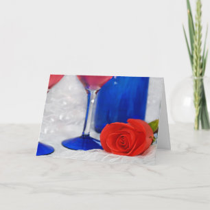 Tarjeta rosa rojo en encaje con