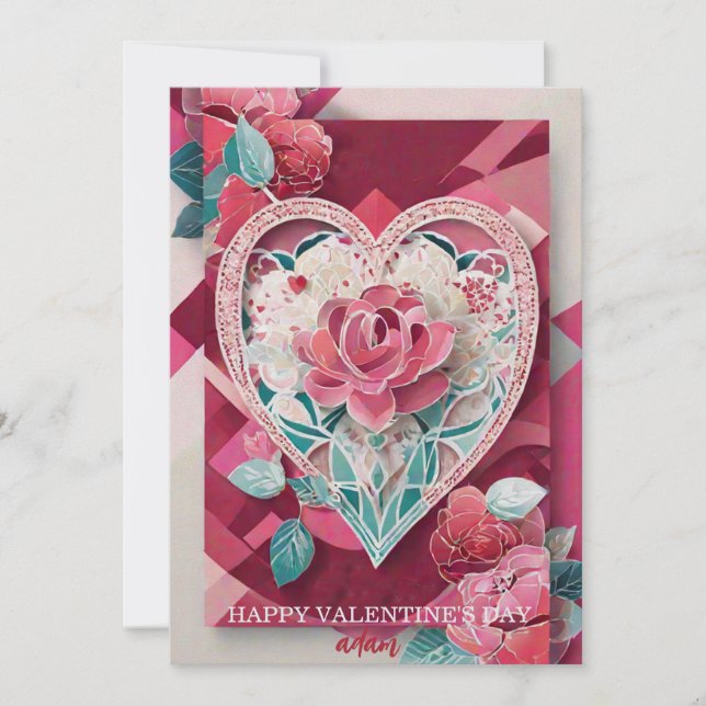 Tarjeta Rosa romántica Día de San Valentín floral  (Anverso)
