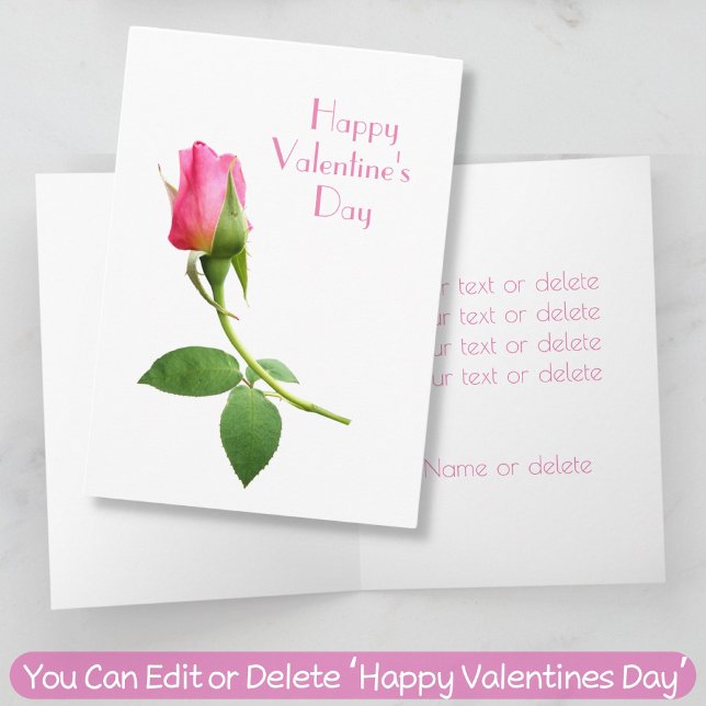 Tarjeta Rosa Romántica Rosa Elegante San Valentín Minimali (Subido por el creador)