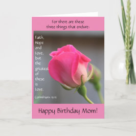 Tarjeta Rosa rosa con verso sobre el amor, cumpleaños de l