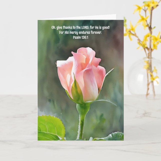Tarjeta Rosa rosa de Rubor Biblia Verse Faith (flor amarilla)