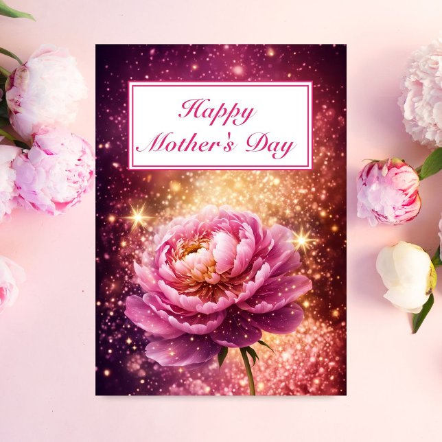 Tarjeta Rosa rosa deslumbrante paraliza feliz día de la ma (A dazzling Mother's Day Card for a Mom who loves Peonies!)