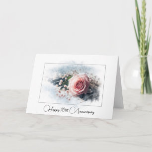 Tarjeta Rosa Rosa En Piano Por Décimo Aniversario