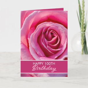Tarjeta Rosa rosa floral 100 cumpleaños