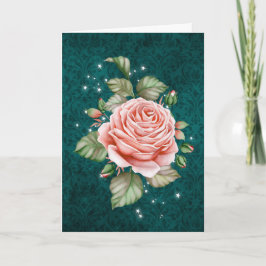 Tarjeta Rosa rosa rosa vintage y elegante pensamiento Verd