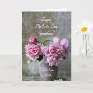 Tarjeta Rosa rosada peónica florece feliz día de la madre