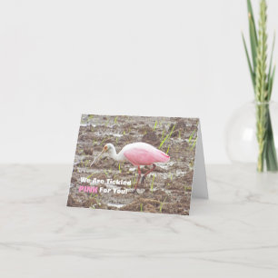 TARJETA ROSA ROSADO Y BLANCO DE SPOONBILL/TICKLED PARA