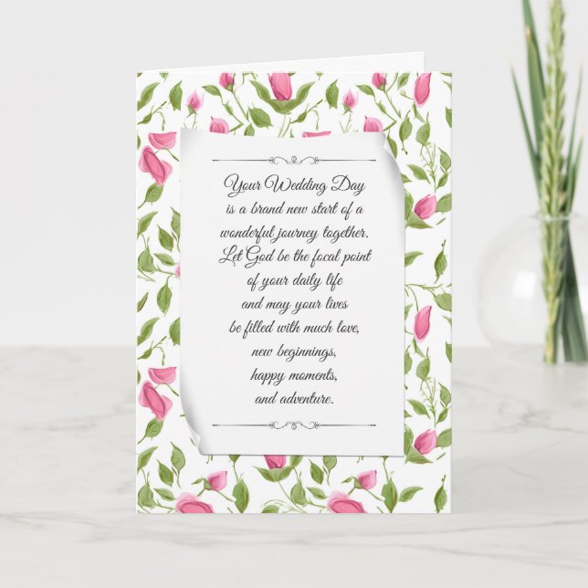 Tarjeta Rosa Rosebud para Boda (Anverso)