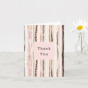 Tarjeta Rosa Rubor Crema Marrón Leopardo Animal Gracias