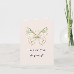 Tarjeta Rosa Rubor Verde Menta Oro Mariposa Gracias