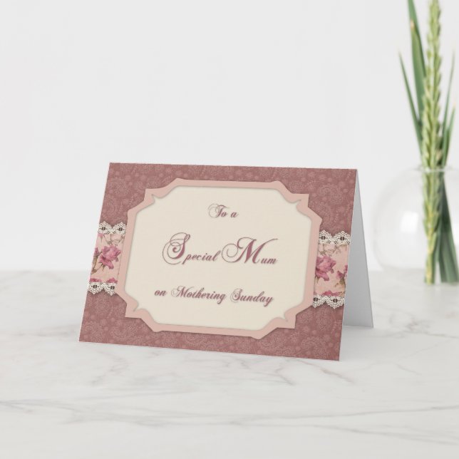 Tarjeta Rosa Shabby del Domingo (Anverso)