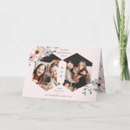 Tarjeta Rosa Sonrojado Floral Geométrico | Foto Día de la 