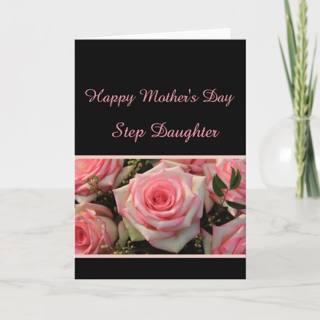 Tarjeta rosa Step Daughter Mother's Day (Anverso)