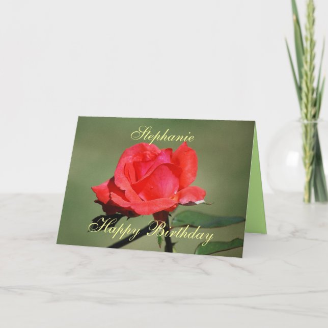 Tarjeta Rosa Stephanie Happy Birthday Scarlet (Anverso)