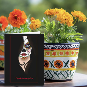 Tarjeta Rosa Sugar Skull Retrato