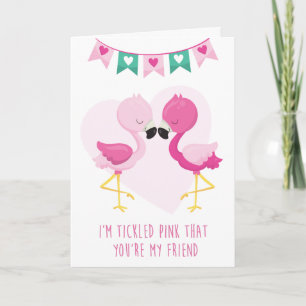 Tarjeta Rosa tachado Eres mi amigo Flamingo Valentine