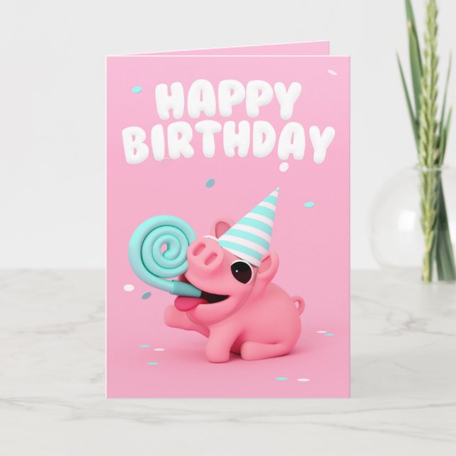 Tarjeta Rosa the Pig Happy Birthday card (Anverso)