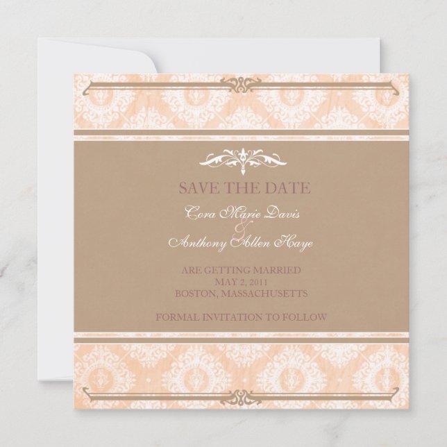 Tarjeta rosa victoriana damasco para guardar la fe (Anverso)