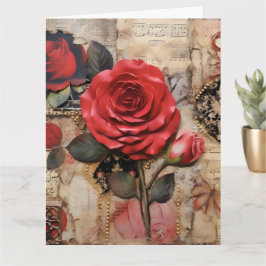 Tarjeta Rosa Vintage Parisina