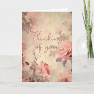 Tarjeta Rosa Vintage 'Pensando en Ti'