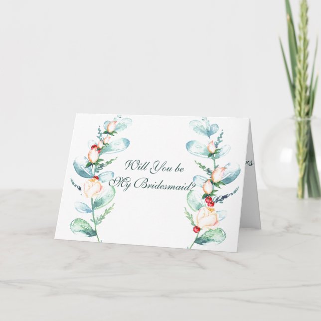 Tarjeta Rosa y Berry ¿Serás mi dama de honor? (Anverso)
