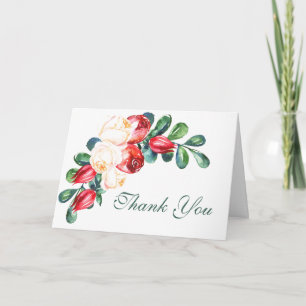 Tarjeta Rosa y Berry Watercolor Stems Boda Gracias