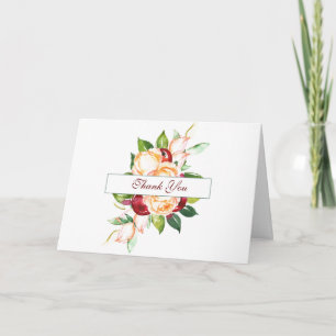 Tarjeta Rosa y Berry Watercolor Stems Boda Gracias