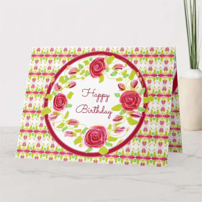 Tarjeta Rosa Y Borgoña (Anverso)