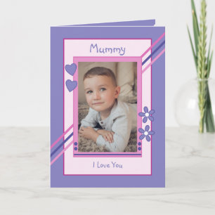 Tarjeta Rosa y púrpura con la momia de la foto cumpleaños
