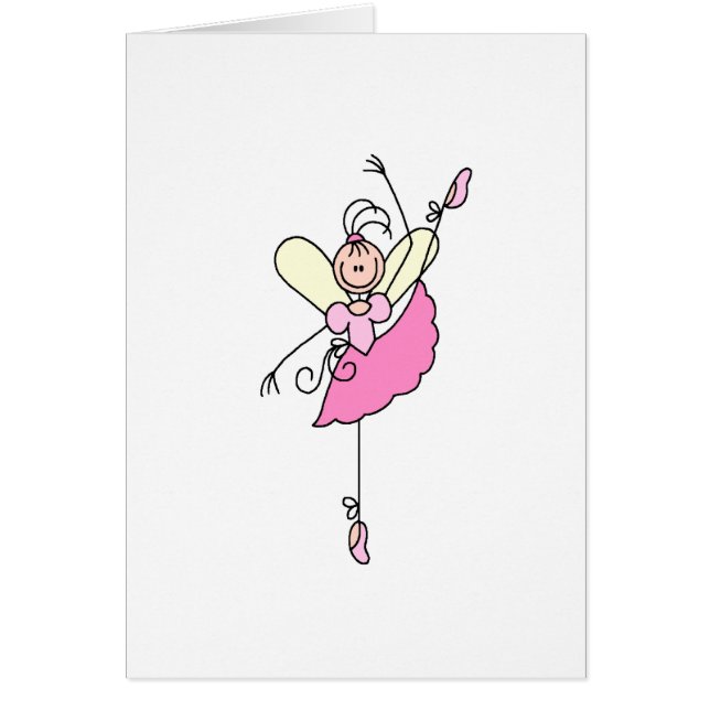 Tarjeta rosada de la bailarina cinco del palillo (Frente)