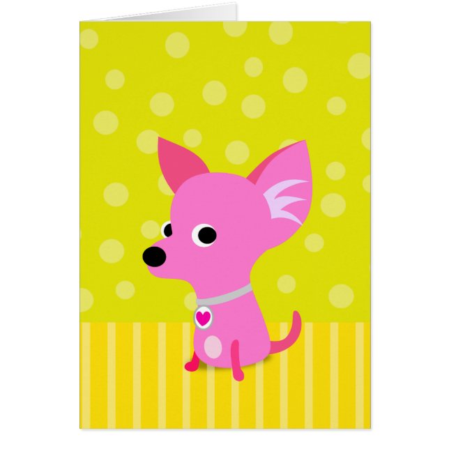 Tarjeta rosada de la chihuahua (Frente)