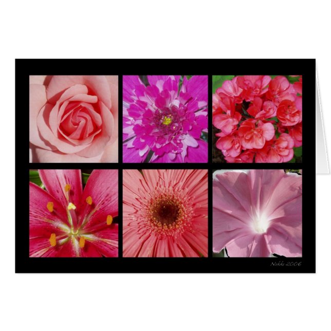 Tarjeta rosada de la flor (Anverso (Horizontal))