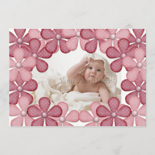 Tarjeta rosada de la foto de la frontera de la