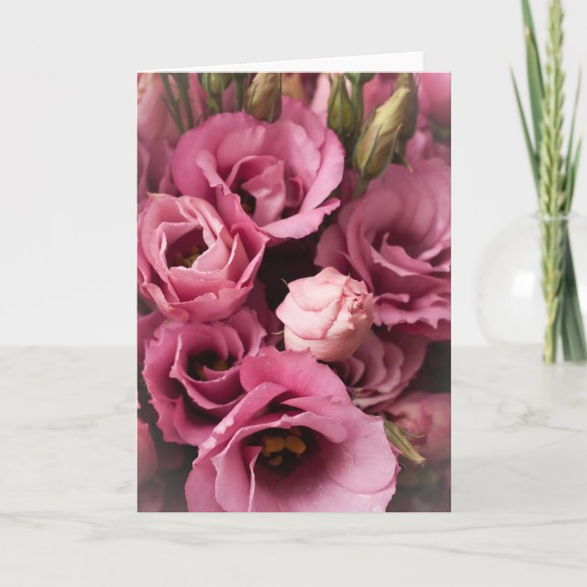 Tarjeta rosada de la foto de Lisianthus (Anverso)