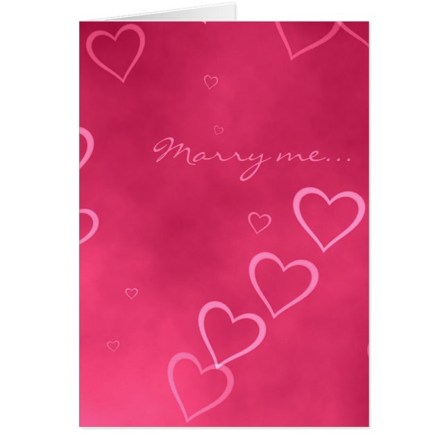 Tarjeta rosada de la propuesta de matrimonio de (Frente)