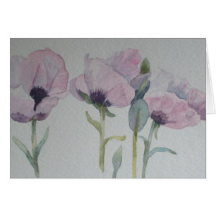 Tarjeta rosada de las amapolas