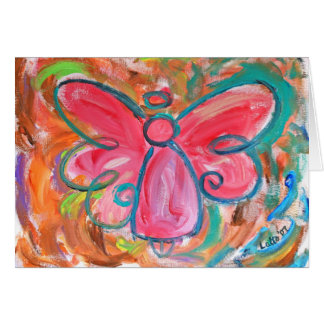 Tarjeta rosada del ángel